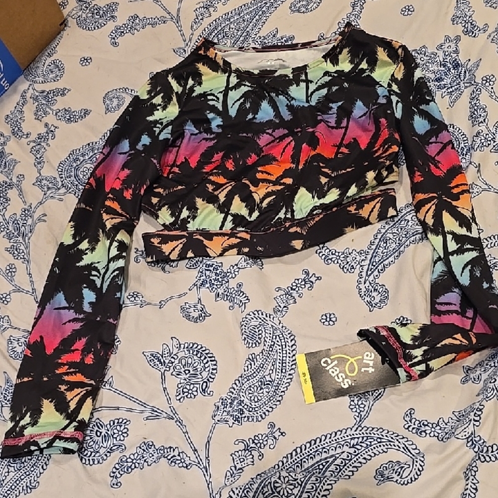 ❤️10/$10 New Art Class Tropical Palm Long Sleeve Top Rashguard